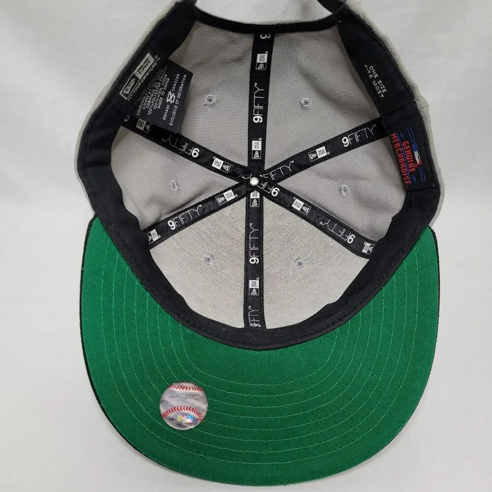 New Era 9FIFTY Los Angeles Dodgers Hat Gray Black Script Snapback Stickers Cap
